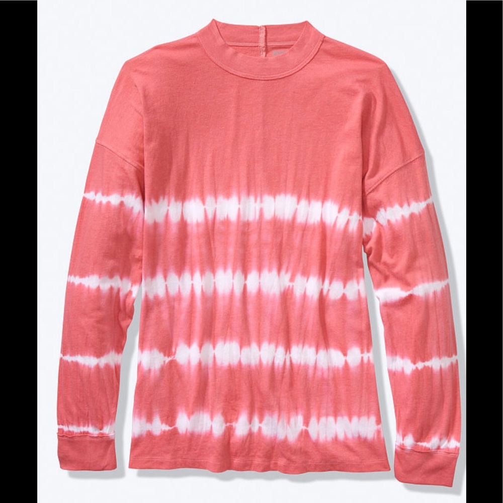VS PINK MOCK NECK LONG SLEEVE TEE/SMOKEY ROSE NIP!